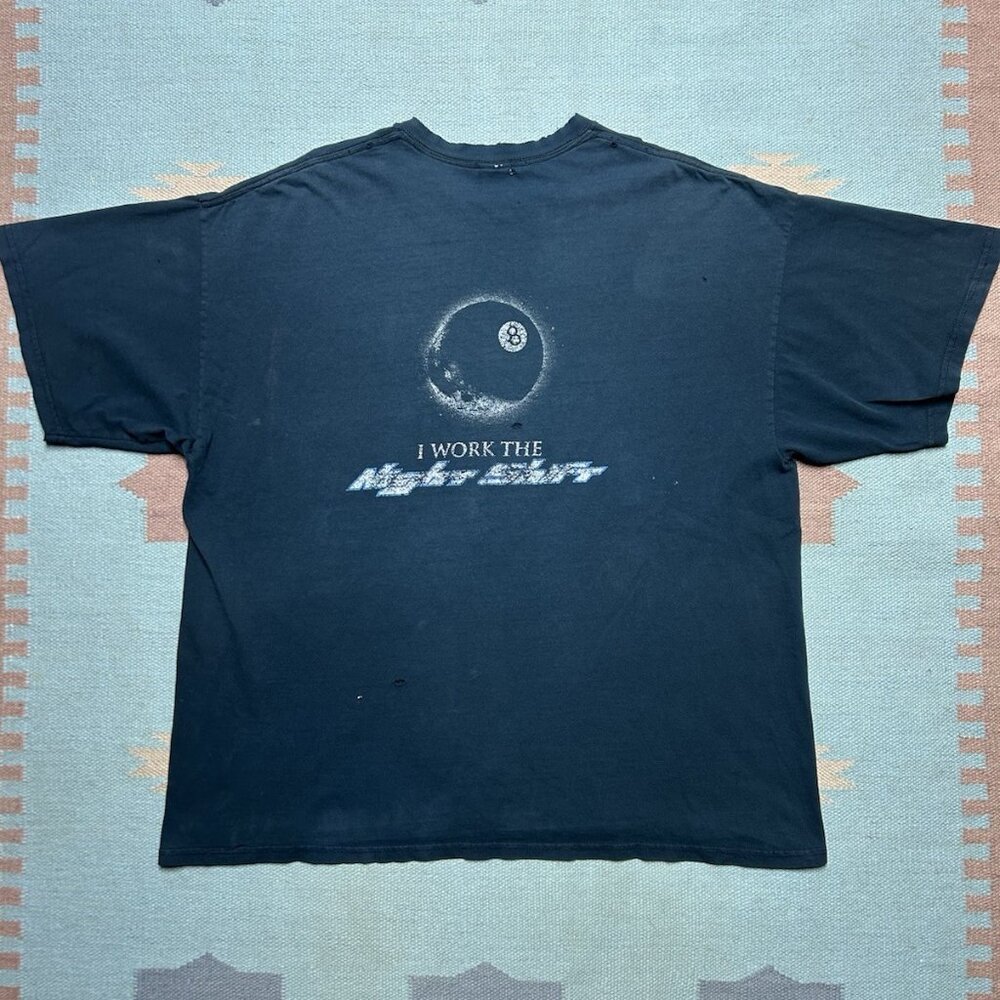 Vintage t shirt I work night shift pool 8 ball billiards faded distressed XXL
